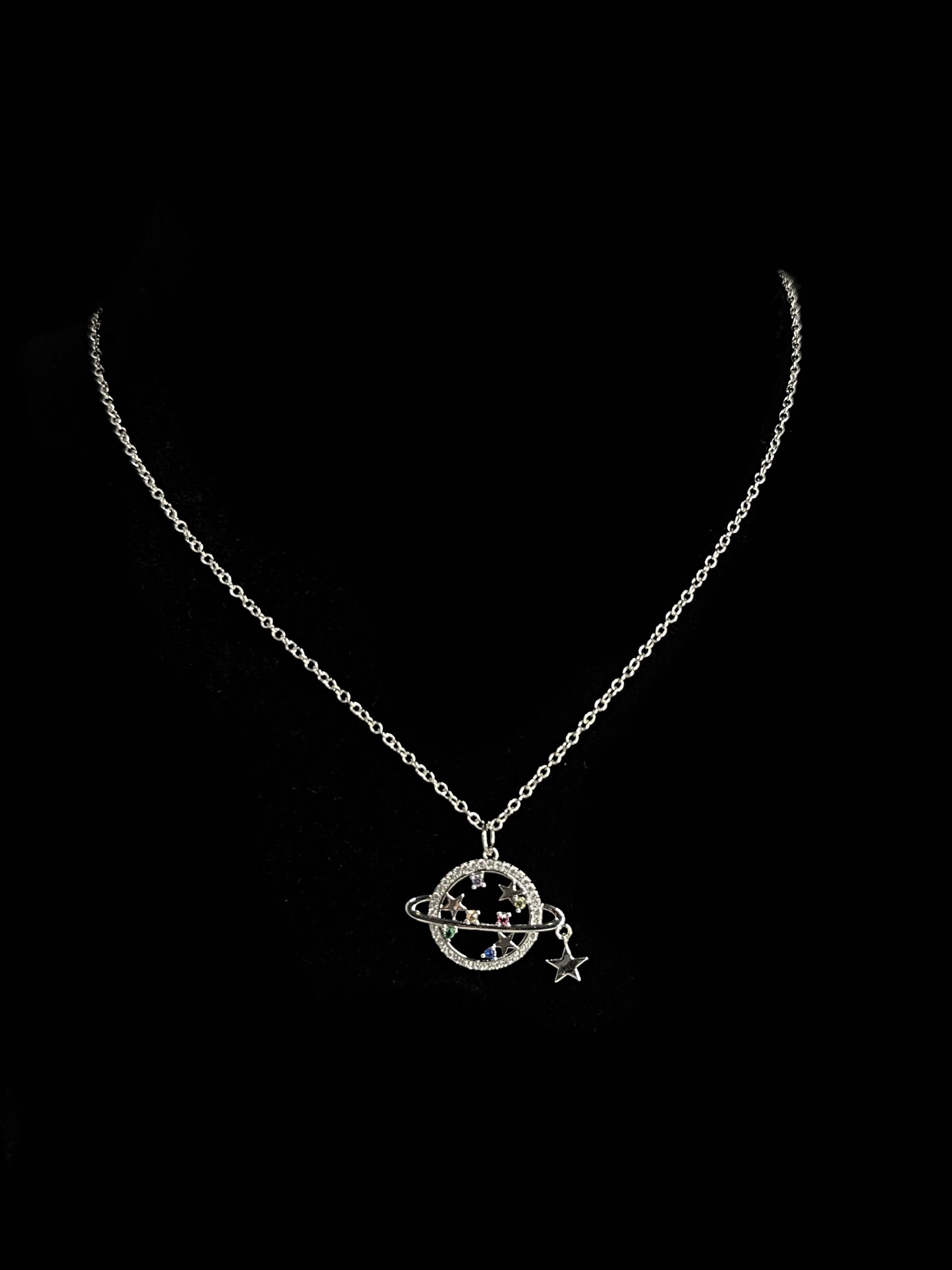 Platinum Saturn Necklace