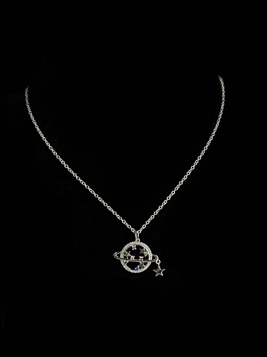 Platinum Saturn Necklace